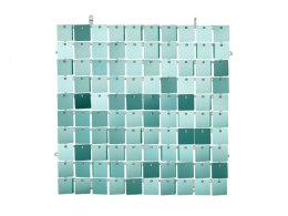 Panel cekinowy, kwadraty, cekiny blady turkus, 30x30cm Partydeco