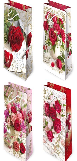 Torebki ozdobne 10szt. AL-2 Czerwone róże Butelka 11 x 36 cm Torebki ozdobne 10szt. AL-2 Czerwone róże Butelka 11 x 36 cm