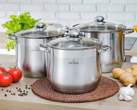 ZESTAW 3 GARNKÓW GASTRONOMICZNYCH 7 9 11L ZILNER ZL-7350 ZESTAW 3 GARNKÓW GASTRONOMICZNYCH 7 9 11L ZILNER ZL-7350