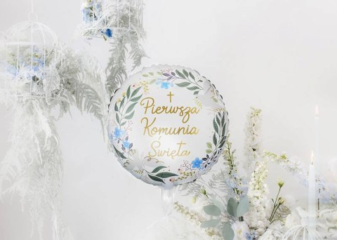 Balon foliowy ''Pierwsza Komunia Święta'', 45 cm Partydeco Balon foliowy ''Pierwsza Komunia Święta'', 45 cm Partydeco