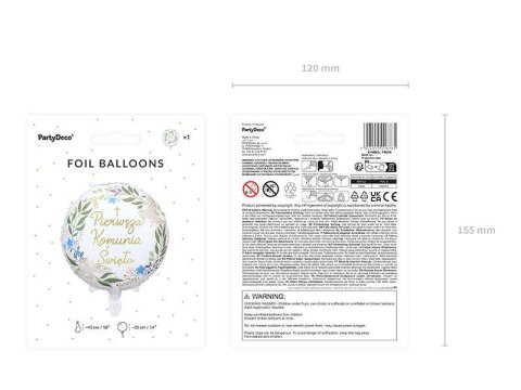 Balon foliowy ''Pierwsza Komunia Święta'', 45 cm Partydeco Balon foliowy ''Pierwsza Komunia Święta'', 45 cm Partydeco