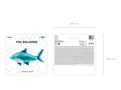 Balon foliowy Rekin Shark, 103x63cm Partydeco Balon foliowy Rekin Shark, 103x63cm Partydeco