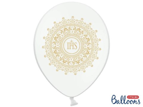 Balony Pierwsza Komunia Święta, Metaliczne Białe, 30cm, 50 szt. Partydeco Balony Pierwsza Komunia Święta, Metaliczne Białe, 30cm, 50 szt. Partydeco
