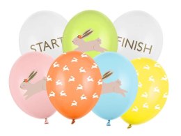 Balony lateksowe Egg hunt Poszukiwanie jajek, zająca 30cm, 7 sztuk Partydeco