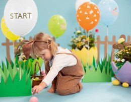 Balony lateksowe Egg hunt Poszukiwanie jajek, zająca 30cm, 7 sztuk Partydeco