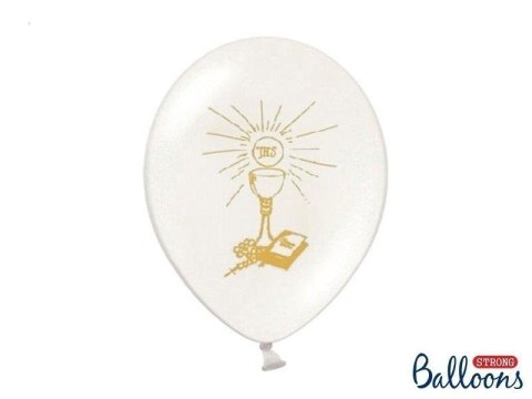 Balony lateksowe IHS I Komunia Święta, Białe Pastelowe, 27cm, 50szt Partydeco Balony lateksowe IHS I Komunia Święta, Białe Pastelowe, 27cm, 50szt Partydeco