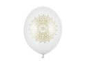 Balony lateksowe IHS na Komunię Świętą, 30cm, Białe Metaliczne (1 op. / 6 szt.) Partydeco