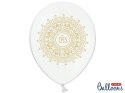 Balony lateksowe IHS na Komunię Świętą, 30cm, Białe Metaliczne (1 op. / 6 szt.) Partydeco