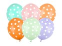 Balony lateksowe Kolorowe Kropki 30cm, 6 sztuk Partydeco
