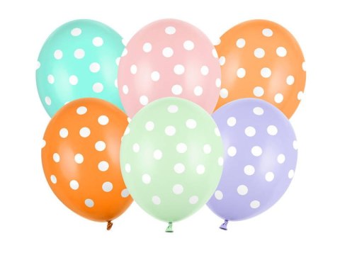 Balony lateksowe Kolorowe Kropki 30cm, 6 sztuk Partydeco Balony lateksowe Kolorowe Kropki 30cm, 6 sztuk Partydeco