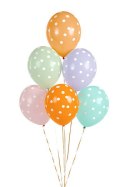 Balony lateksowe Kolorowe Kropki 30cm, 6 sztuk Partydeco
