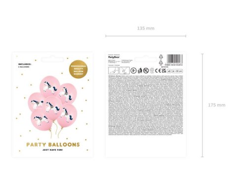 Balony lateksowe Konik, Pastelowe Różowe 30cm, 6 sztuk Partydeco Balony lateksowe Konik, Pastelowe Różowe 30cm, 6 sztuk Partydeco