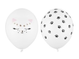 Balony lateksowe Kotek, Pastel Białe 30cm, 50 sztuk Partydeco