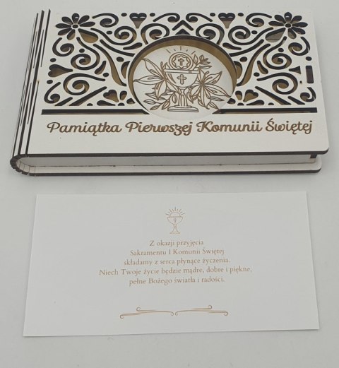 Banknotówka na pieniądze 10 x 15,5cm ażur biała KOMUNIA ŚW IHS Banknotówka na pieniądze 10 x 15,5cm ażur biała KOMUNIA ŚW IHS