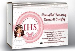 Kasetka duża dzielona na 6 części 15 x 22,5 cm KOMUNIA ŚW RÓŻOWA