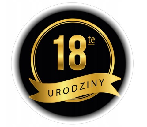 Naklejki 18-te urodziny średnica 55 mm - 12 szt Naklejki 18-te urodziny średnica 55 mm - 12 szt