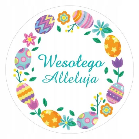 Naklejki Wesołego Alleluja średnica 55 mm - 12 szt Naklejki Wesołego Alleluja średnica 55 mm - 12 szt