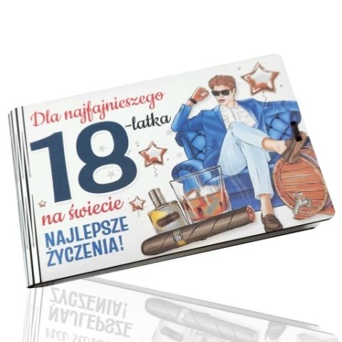 Pudełko na pieniądze 16 x 9,5cm banknotówka na 18 urodziny kolor ELEGANT 3302-EL18 Pudełko na pieniądze 16 x 9,5cm banknotówka na 18 urodziny kolor ELEGANT 3302-EL18