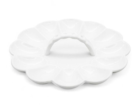 Talerz 23cm do jajek talerzyk na jajka porcelanowy z uchwytem podstawka półmisek TR-24-407 Talerz 23cm do jajek talerzyk na jajka porcelanowy z uchwytem podstawka półmisek TR-24-407