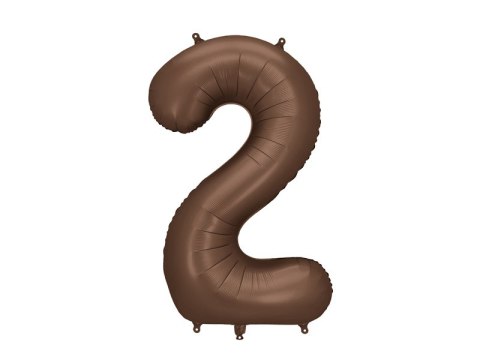 Balon foliowy Cyfra „2" - 86 cm, mocca, brązowy, satynowy Partydeco Balon foliowy Cyfra „2" - 86 cm, mocca, brązowy, satynowy Partydeco