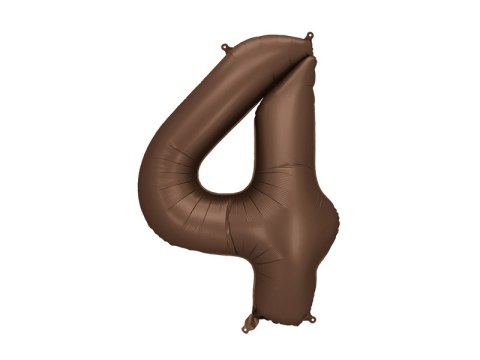Balon foliowy Cyfra „4" - 86 cm, mocca, brązowy, satynowy Partydeco Balon foliowy Cyfra „4" - 86 cm, mocca, brązowy, satynowy Partydeco