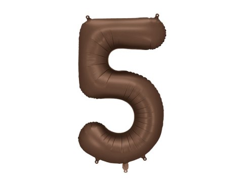Balon foliowy Cyfra „5" - 86 cm, mocca, brązowy, satynowy Partydeco Balon foliowy Cyfra „5" - 86 cm, mocca, brązowy, satynowy Partydeco