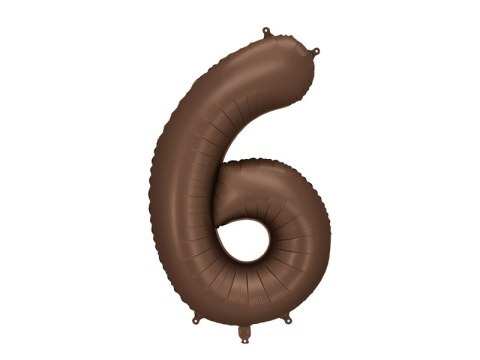 Balon foliowy Cyfra „6" - 86 cm, mocca, brązowy, satynowy Partydeco Balon foliowy Cyfra „6" - 86 cm, mocca, brązowy, satynowy Partydeco
