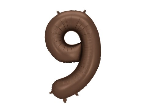 Balon foliowy Cyfra „9"- 86 cm, mocca, brązowy, satynowy Partydeco Balon foliowy Cyfra „9"- 86 cm, mocca, brązowy, satynowy Partydeco