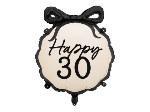 Balon foliowy Happy ''30'' z kokardką, czarno- beżowy, 47,5x45 cm Partydeco Balon foliowy Happy ''30'' z kokardką, czarno- beżowy, 47,5x45 cm Partydeco