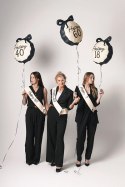 Balon foliowy Happy ''30'' z kokardką, czarno- beżowy, 47,5x45 cm Partydeco