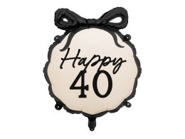 Balon foliowy Happy 40 urodzinowy z kokardką, czterdziestka, 47cm Partydeco