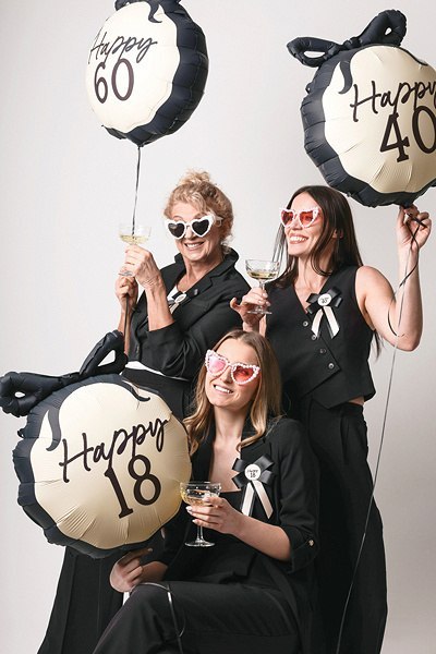 Balon foliowy Happy 40 urodzinowy z kokardką, czterdziestka, 47cm Partydeco Balon foliowy Happy 40 urodzinowy z kokardką, czterdziestka, 47cm Partydeco