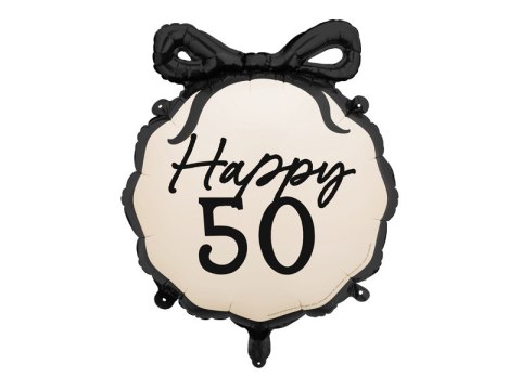 Balon foliowy Happy ''50'' z kokardką, pięćdziesiątka, czarno- beżowy, 47,5x45 cm Partydeco Balon foliowy Happy ''50'' z kokardką, pięćdziesiątka, czarno- beżowy, 47,5x45 cm Partydeco
