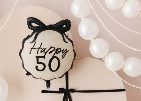 Balon foliowy Happy ''50'' z kokardką, pięćdziesiątka, czarno- beżowy, 47,5x45 cm Partydeco Balon foliowy Happy ''50'' z kokardką, pięćdziesiątka, czarno- beżowy, 47,5x45 cm Partydeco