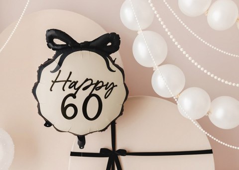Balon foliowy Happy ''60'' z kokardką, sześćdziesiątka, czarno- beżowy, 47,5x45 cm Partydeco Balon foliowy Happy ''60'' z kokardką, sześćdziesiątka, czarno- beżowy, 47,5x45 cm Partydeco