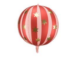 Balon foliowy, okrągły, kula, Piłka w gwiazdki, 75 cm, czerwony Partydeco