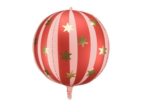 Balon foliowy, okrągły, kula, Piłka w gwiazdki, 75 cm, czerwony Partydeco Balon foliowy, okrągły, kula, Piłka w gwiazdki, 75 cm, czerwony Partydeco