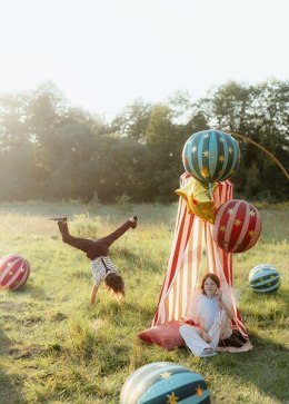 Balon foliowy, okrągły, kula, Piłka w gwiazdki, 75 cm, czerwony Partydeco