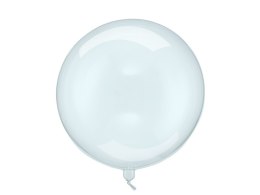 Balon okrągły kryształowy bobo, transparentny niebieski, 40cm Partydeco