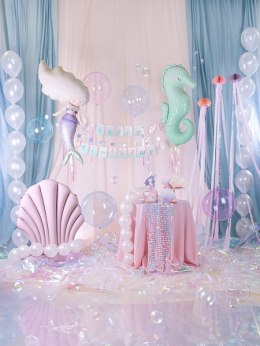 Balon okrągły kryształowy bobo, transparentny róż, 40cm Partydeco