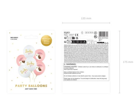 Balony 30 cm, Baby girl, 6szt. Partydeco Balony 30 cm, Baby girl, 6szt. Partydeco
