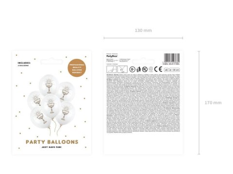 Balony lateksowe, IHS, 6 szt, 30cm Partydeco Balony lateksowe, IHS, 6 szt, 30cm Partydeco