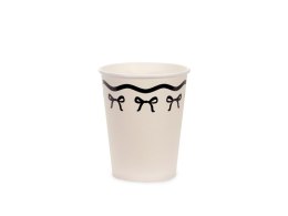 Kubeczki papierowe z kokardkami - kremowo-czarne, 220 ml, 6 sztuk Partydeco