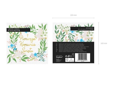 Serwetki ''Pierwsza Komunia Święta'', 33x33 cm Partydeco Serwetki ''Pierwsza Komunia Święta'', 33x33 cm Partydeco