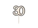 Świeczka urodzinowa '30', trzydziestka, czarno-biała, 5.5 cm Partydeco
