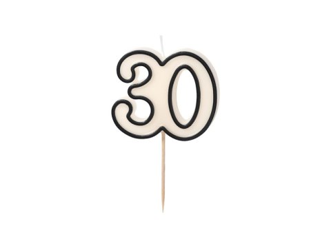Świeczka urodzinowa '30', trzydziestka, czarno-biała, 5.5 cm Partydeco Świeczka urodzinowa '30', trzydziestka, czarno-biała, 5.5 cm Partydeco