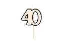 Świeczka urodzinowa '40', czterdziestka, czarno-biała, 5.5 cm Partydeco