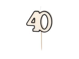 Świeczka urodzinowa '40', czterdziestka, czarno-biała, 5.5 cm Partydeco