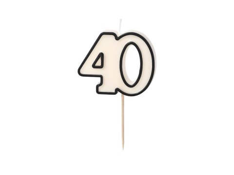 Świeczka urodzinowa '40', czterdziestka, czarno-biała, 5.5 cm Partydeco