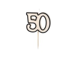 Świeczka urodzinowa '50', pięćdziesiątka, czarno-biała, 5.5 cm Partydeco